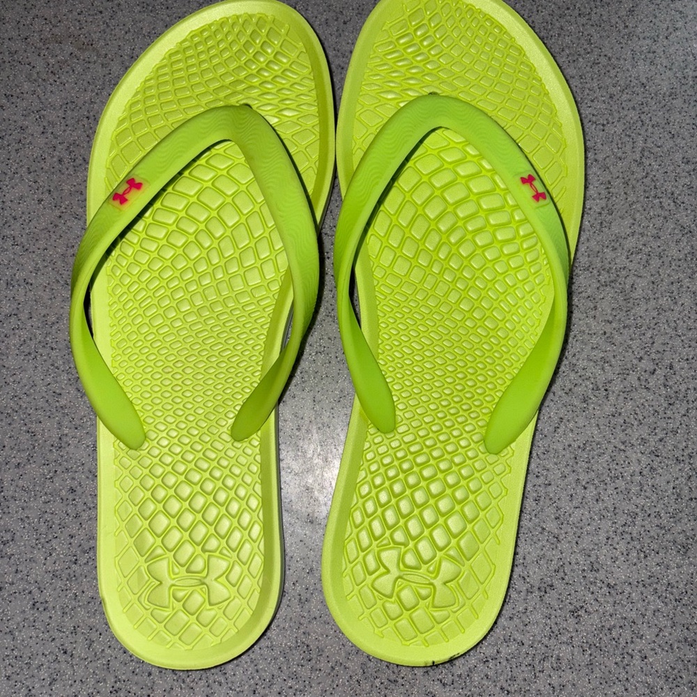 SOLD*** Under Armour Neon Green Flip Flops